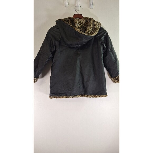 WILSONS LEATHER Coat Girls L Reversible Leopard Print Faux Fur Lined Winter Y2K - Picture 3 of 16